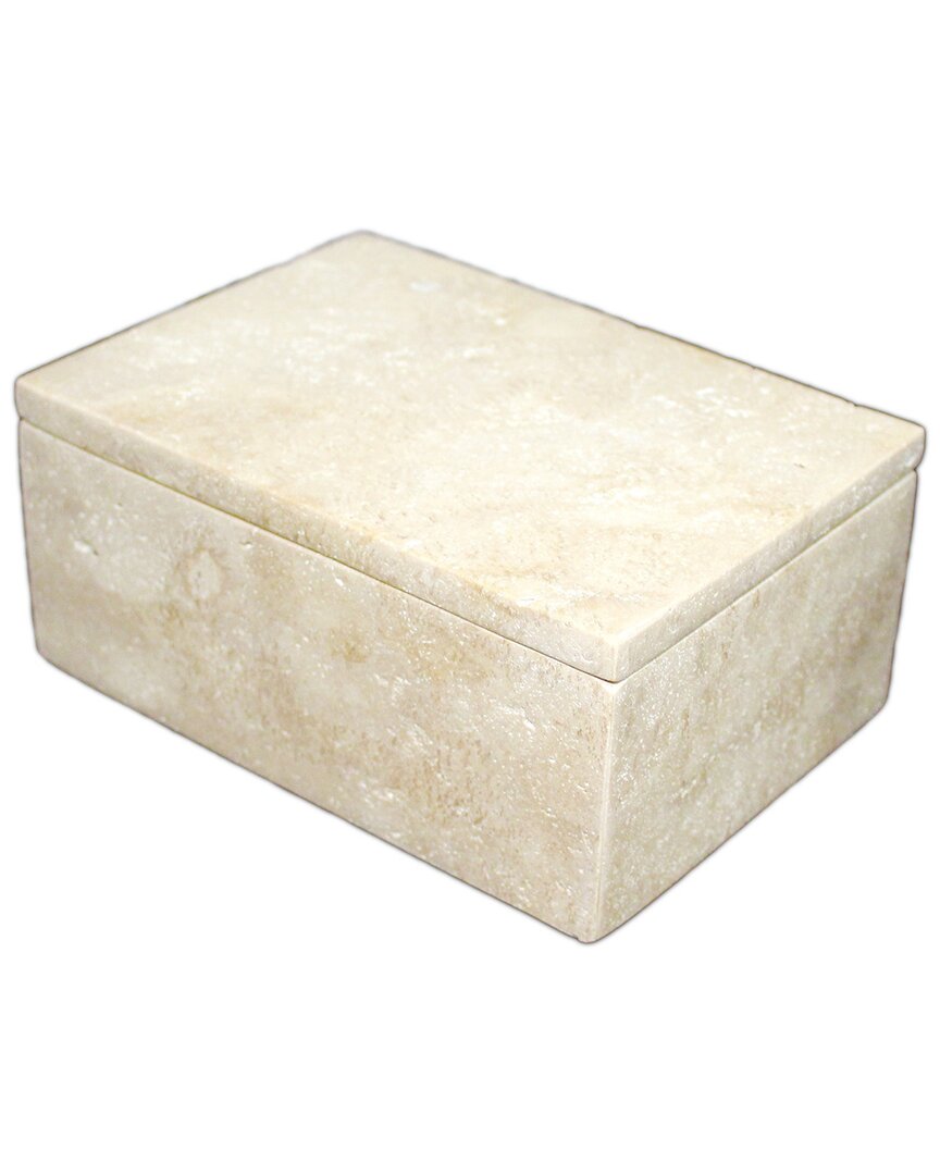 Bidkhome Travertine Rect. Box Lg   7inx5inx3in In Beige