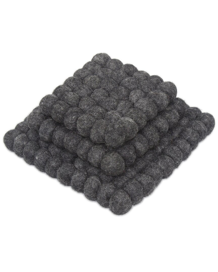 Bidkhome Plain Trivet Set Of 3 Charocal Wool In Charcoal