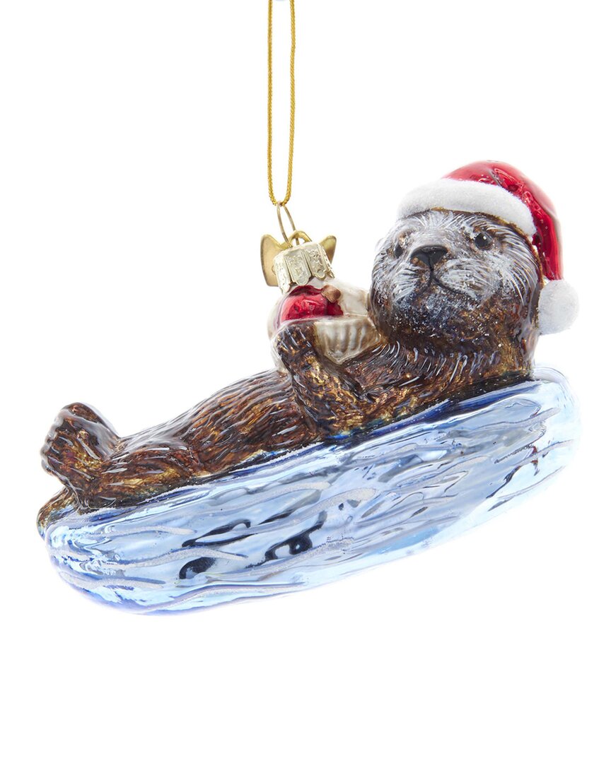 Kurt Adler 4in Noble Gems Glass Sea Otter Ornament In Multicolor