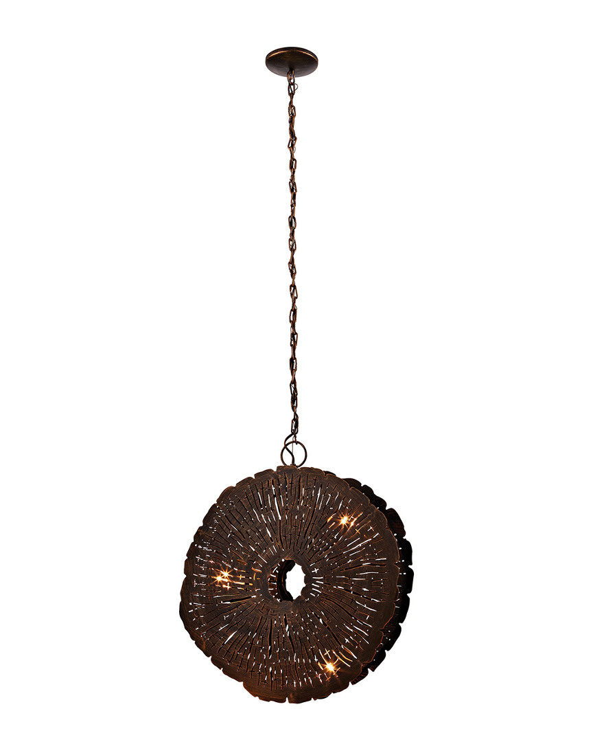 Artistic Home & Lighting Organic Metal Etched Disk Chandelier In Brown