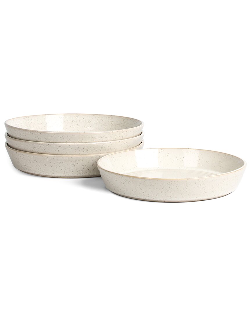 Stone Lain Claire 4-piece Pasta Bowl Set Stoneware In White