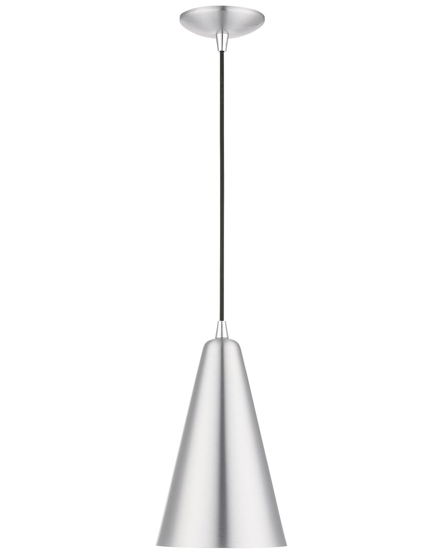 Livex Lighting 1 Light Brushed Aluminum With Polished Chrome Accents Mini Pendant In Silver