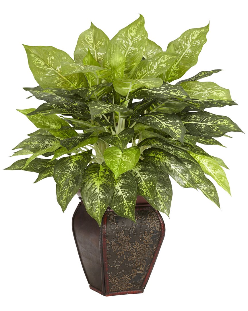 NEARLY NATURAL NEARLY NATURAL DIEFFENBACHIA WITH DECORATIVE VASE SILK PLANT