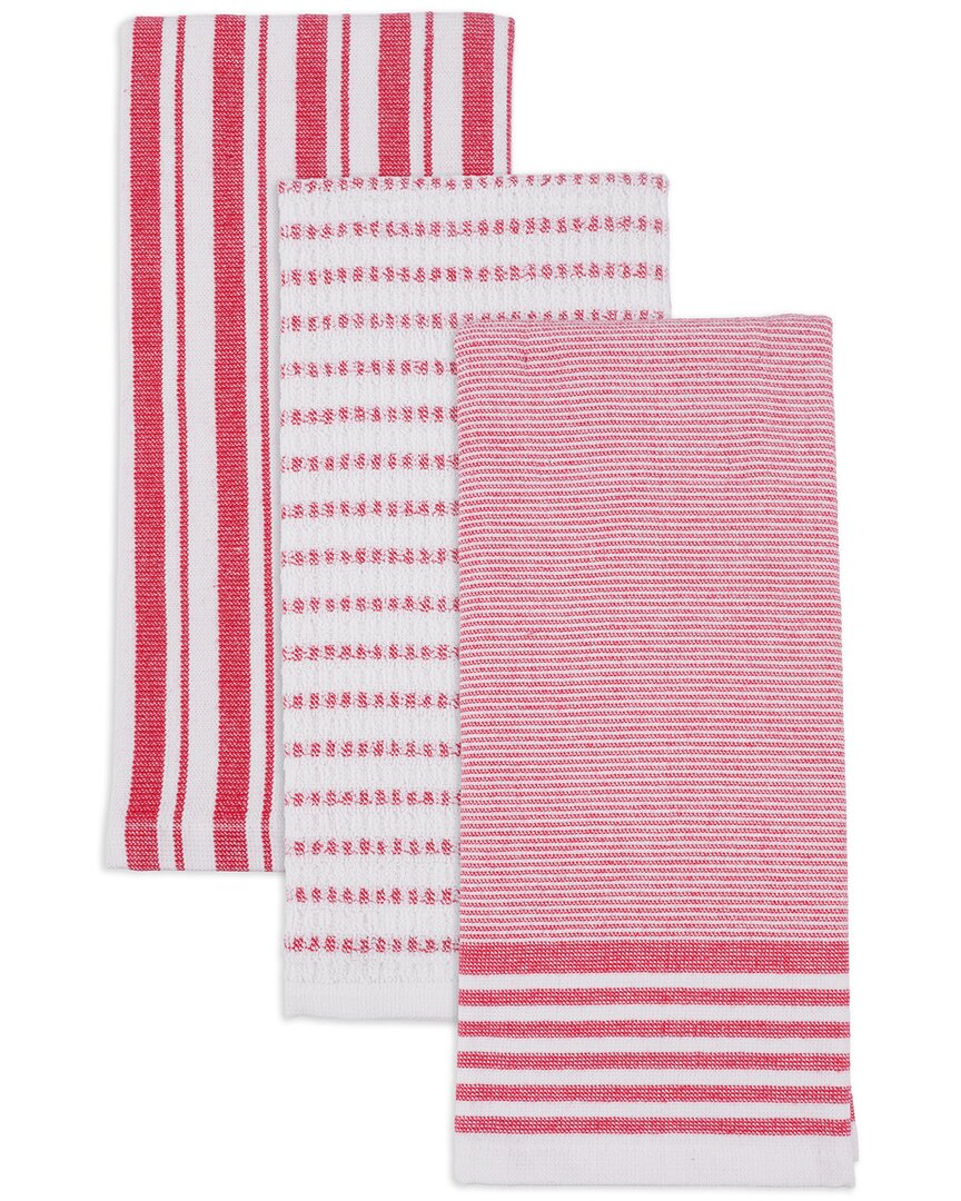 Sur La Table Kitchen Essentials Naples Dual Purpose Kitchen Towels Set Of 3 In Red
