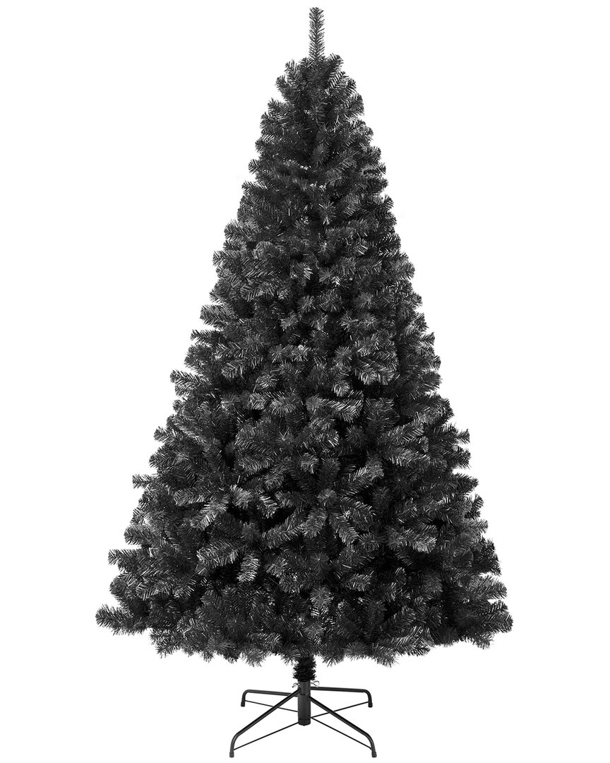 First Traditions 7.5ft Color Pop Black Tree With Metal Star Base In Black