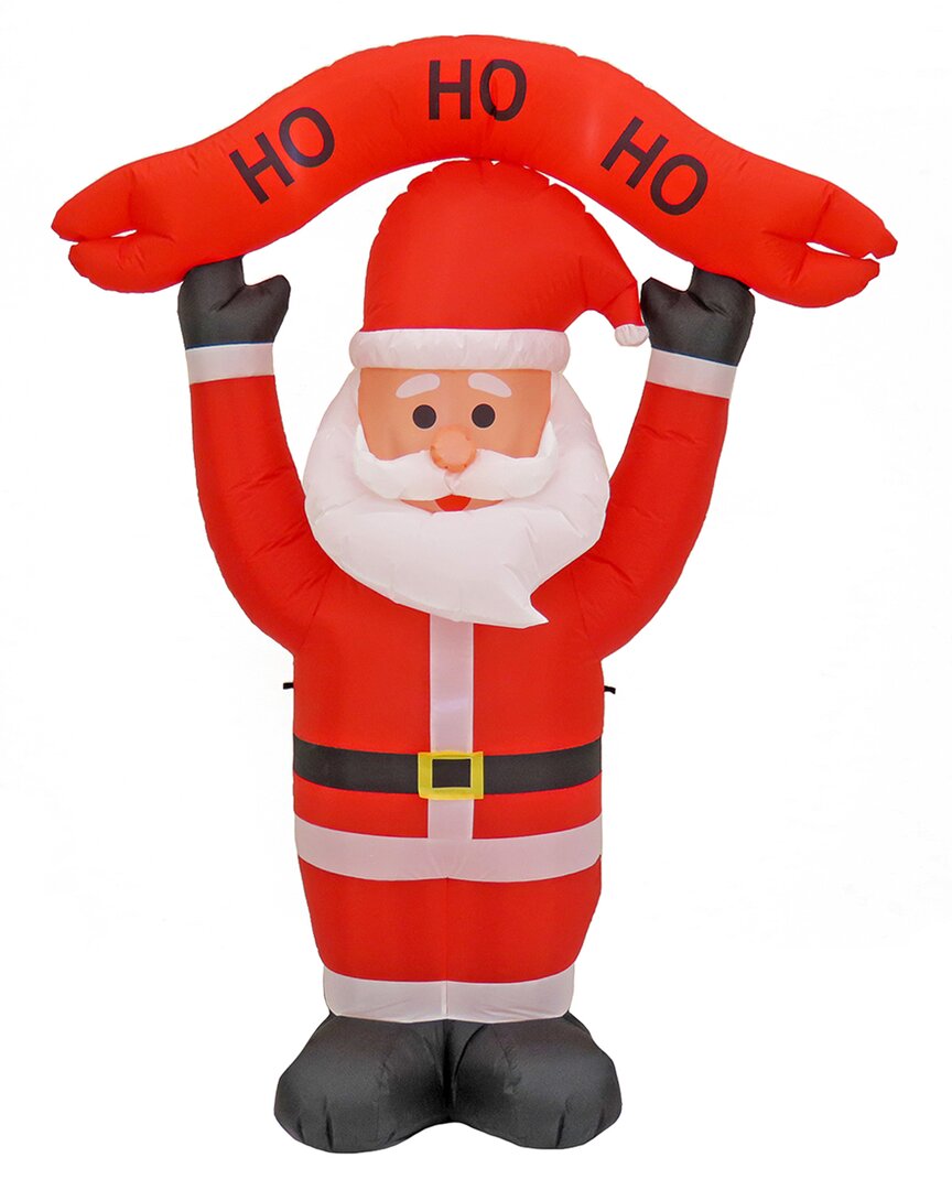 First Traditions 7' Red Inflatable Blow Up Santa With 3 Warm White Led Lights In Red