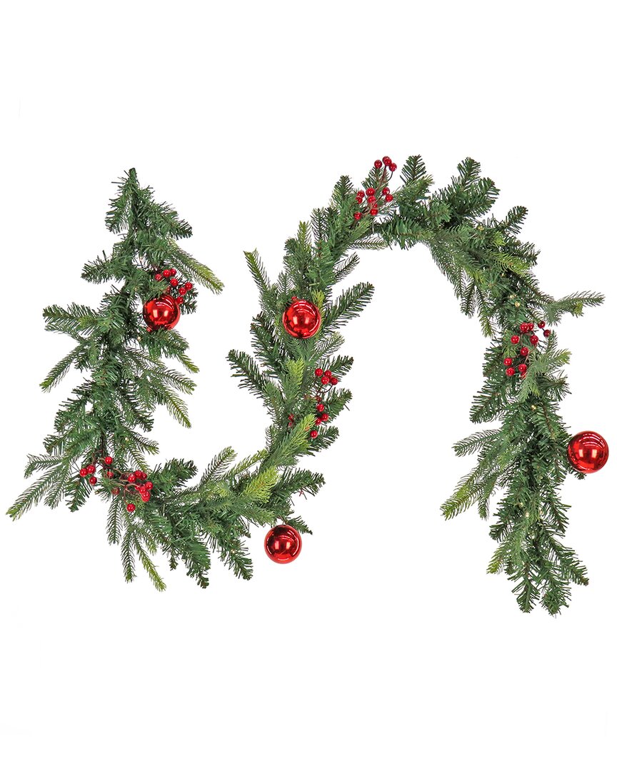 FIRST TRADITIONS FIRST TRADITIONS 6'X10IN FEEL REAL® SCOTCH CREEK FIR GARLAND WITH BATTERY OPERATED LED LIGHTS & TIME