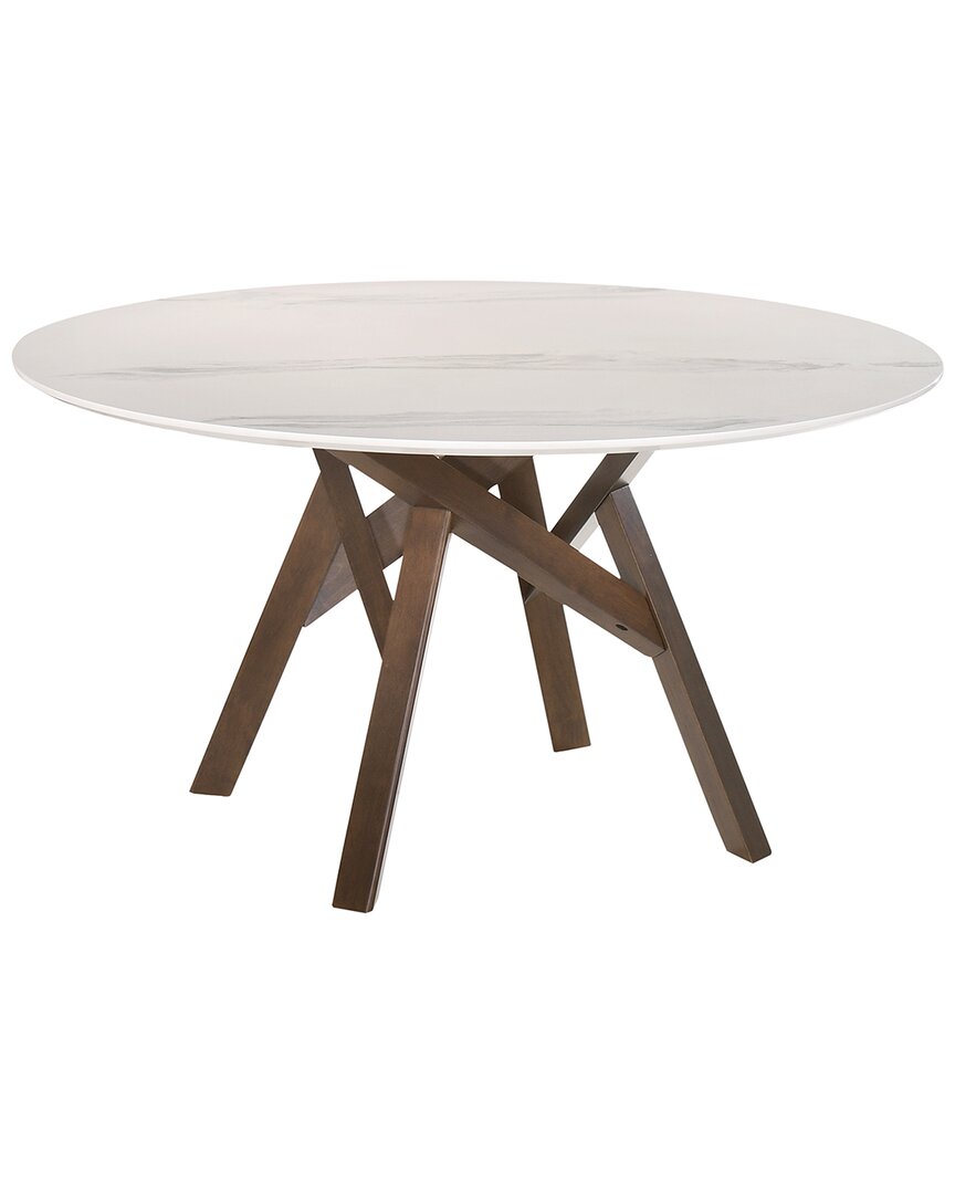 Armen Living Venus 54in Round Mid-century Modern Marble Dining Table