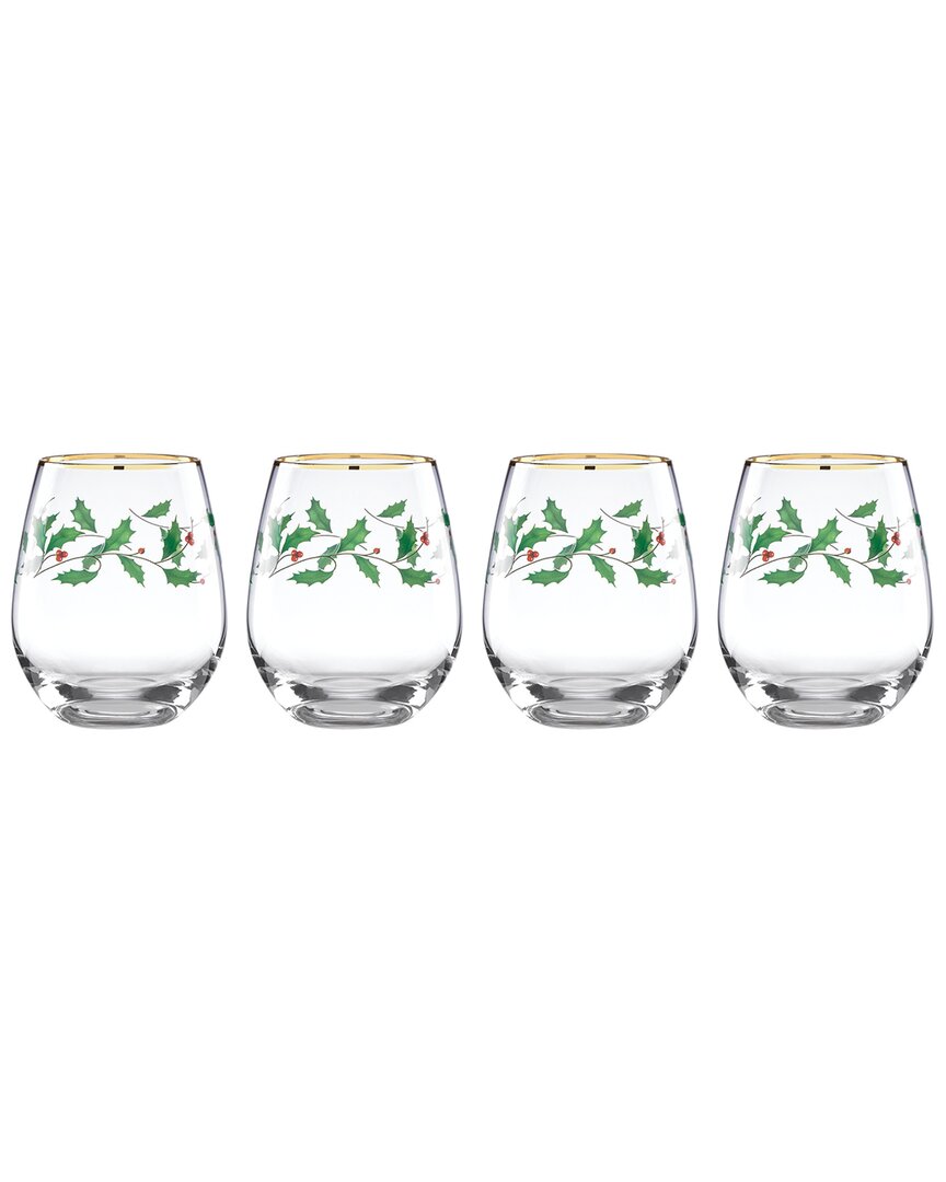 Lenox Holiday 4pc Stemless Wine Glasses In Multicolor