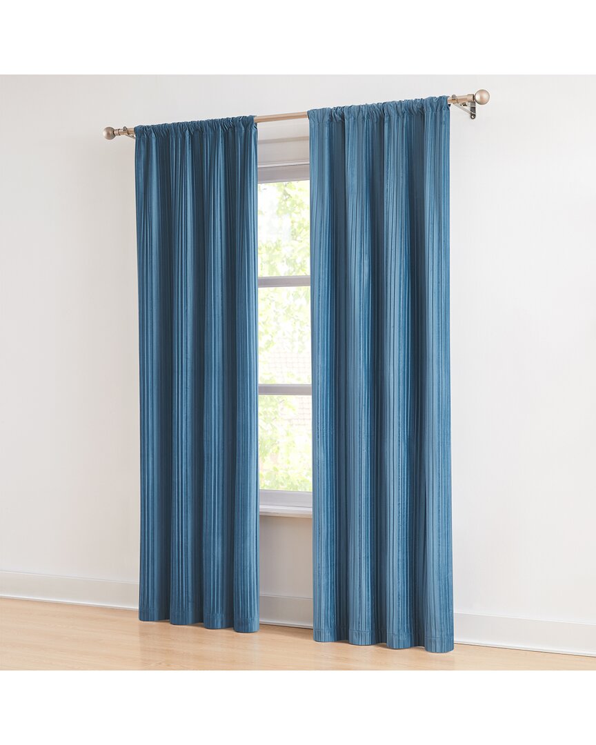 Lush Decor Lush Décor Glam Pleated Velvet Light Filtering Window Curtain Panels In Blue