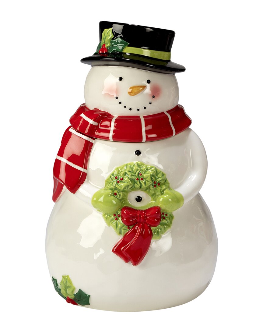 Certified International Holiday Magic Snowman 3d Cookie Jar In White