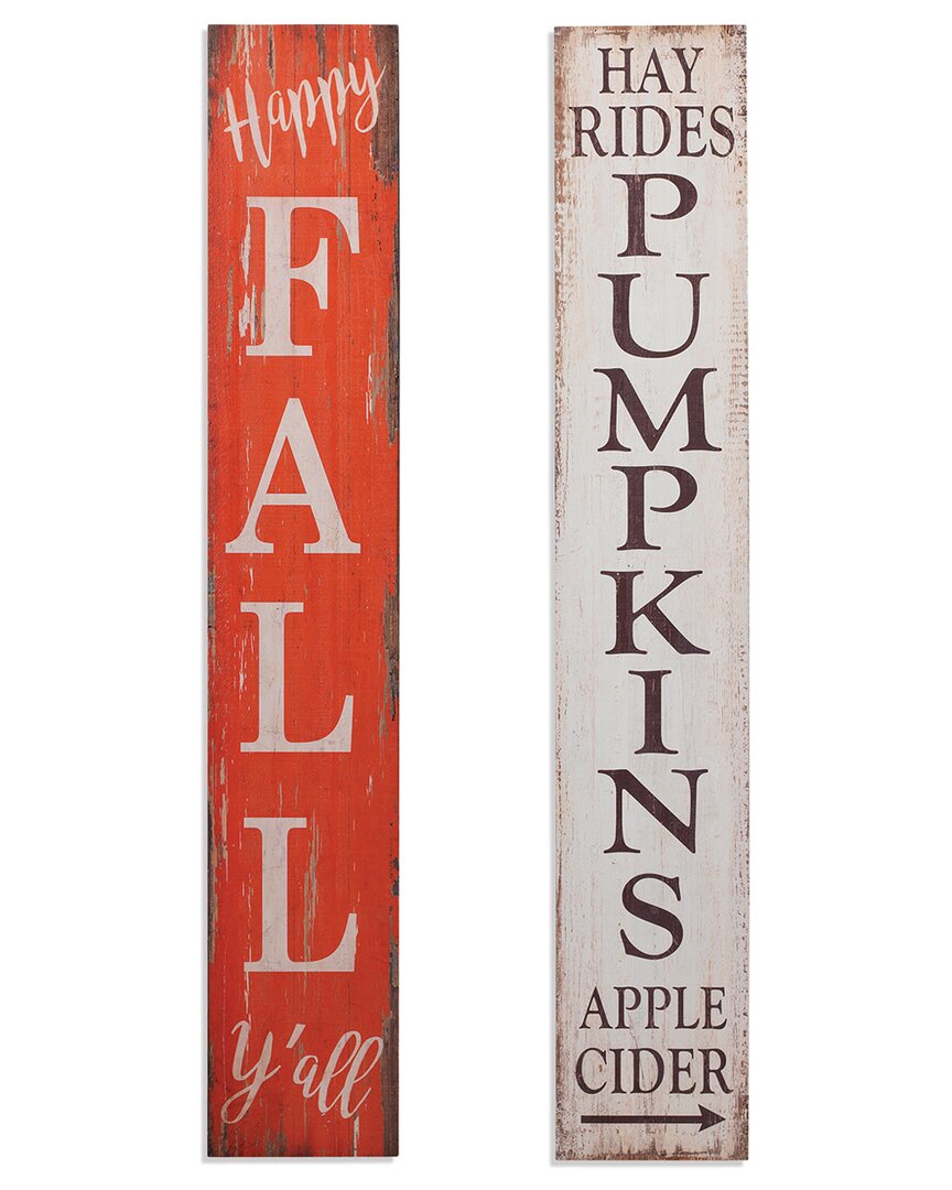 Gerson International Set Of 2 47.25in Wood Harvest Porch Signs
