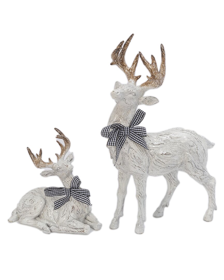 Gerson International Traditional Christmas Decor White Gold Reindeer Table Accent