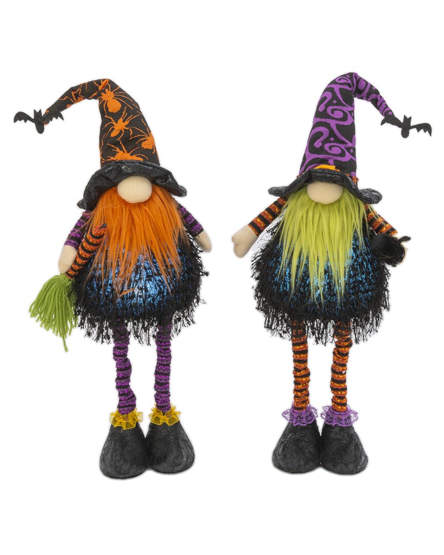 Gerson International Set Of 2 Lighted Plush Standing Spooky Halloween Gnomes