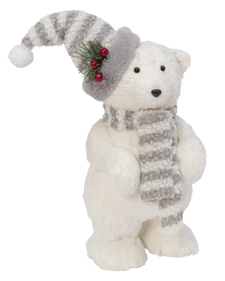 Gerson International ™ 16in Polar Bear Figurine With Hat & Scarf In White