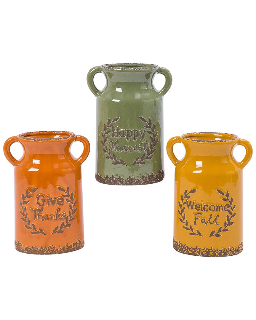 Gerson International Set Of 3 Assorted Ceramic Harvest Vases