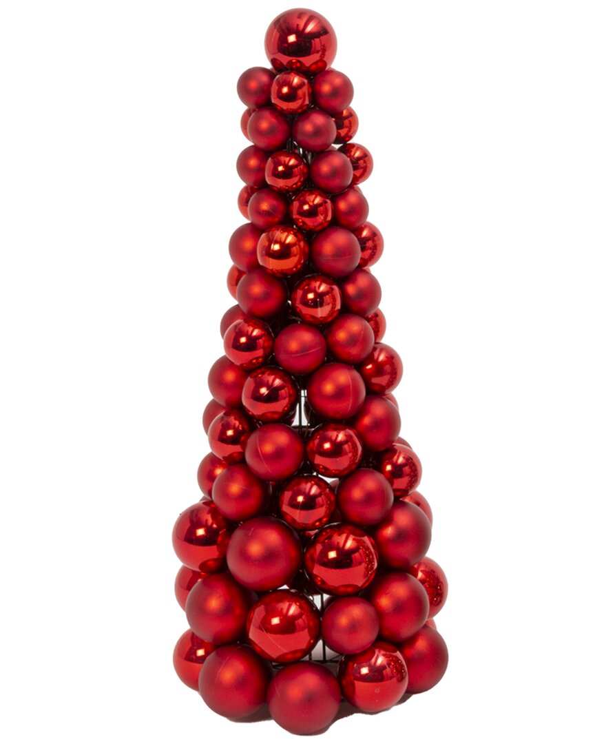Gerson International ™ 18in Tall Red Christmas Holiday Ornament Cone Tree Décor