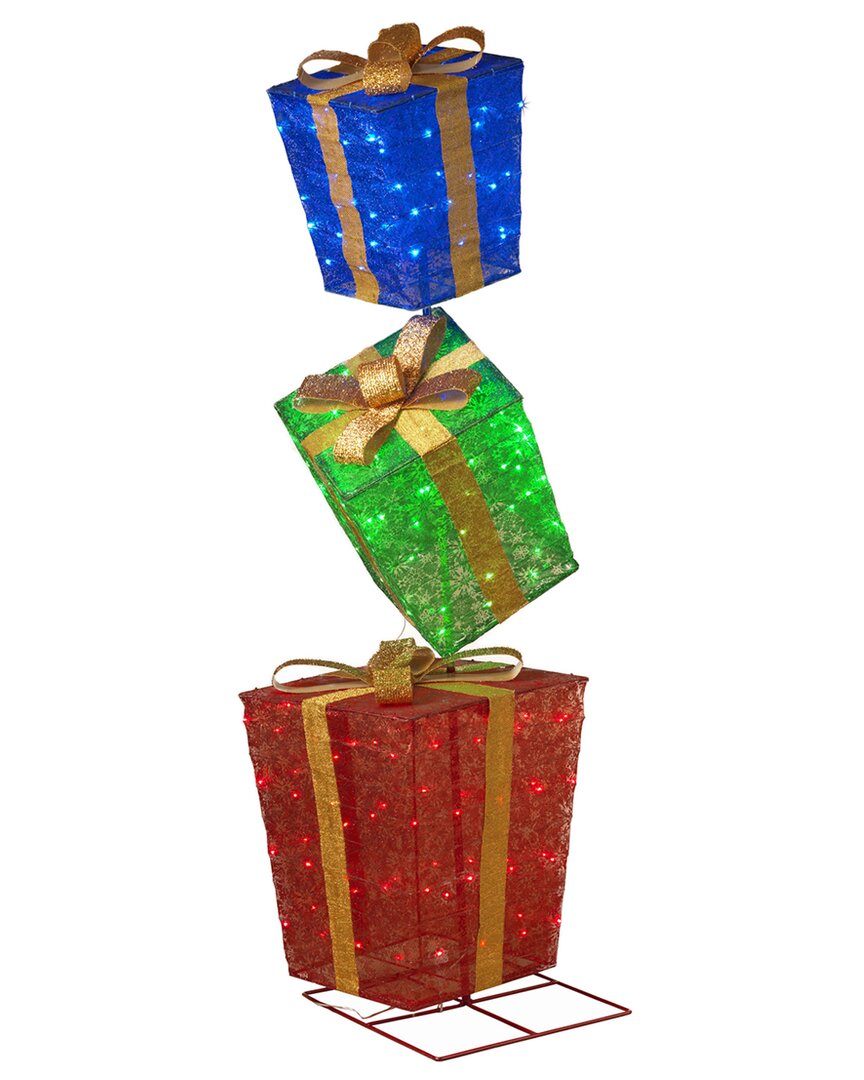 Gerson International 72-inch Tall Lighted Glittering Fabric Stacked In Multicolor