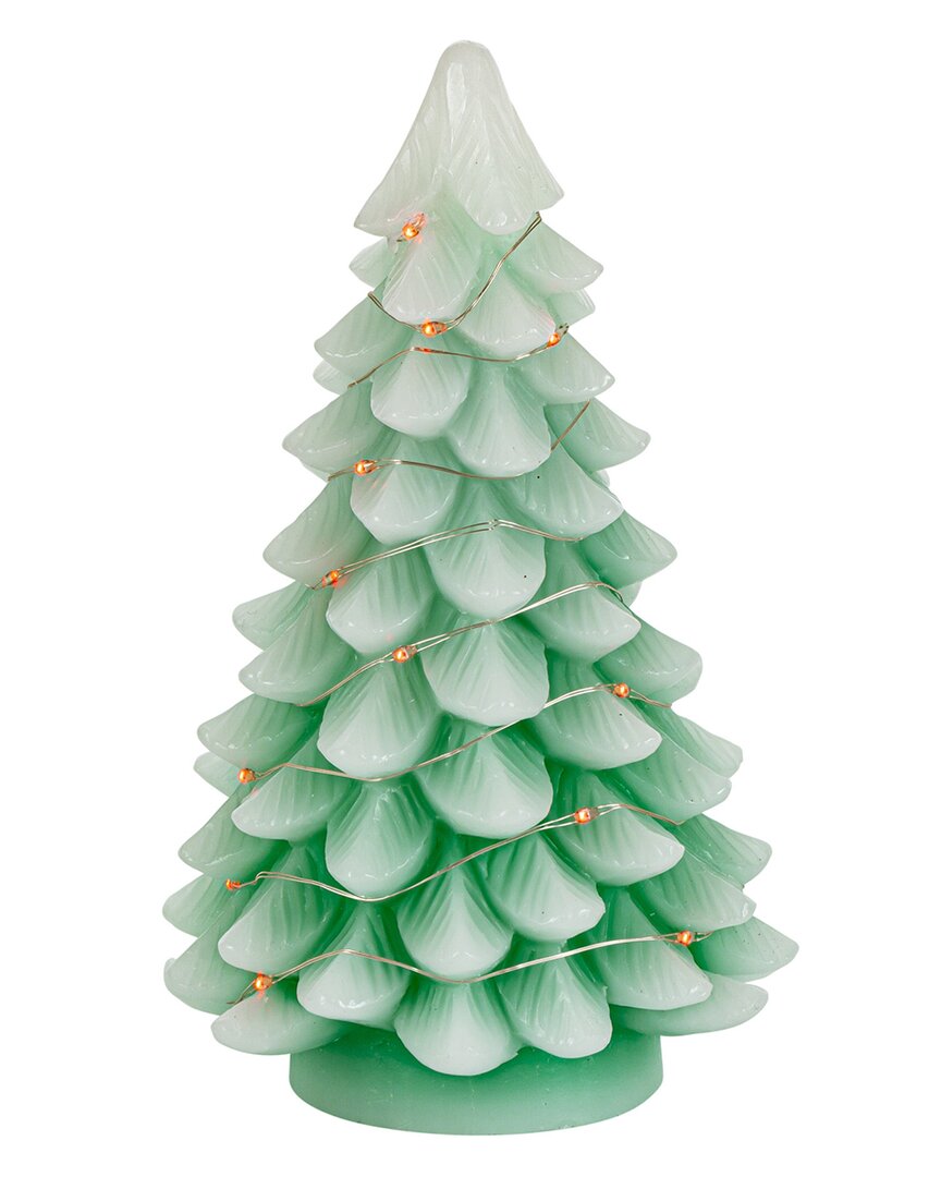 Gerson International Set Of 2 9.05in Lighted Green Christmas Tree With Color Changing Led Lights