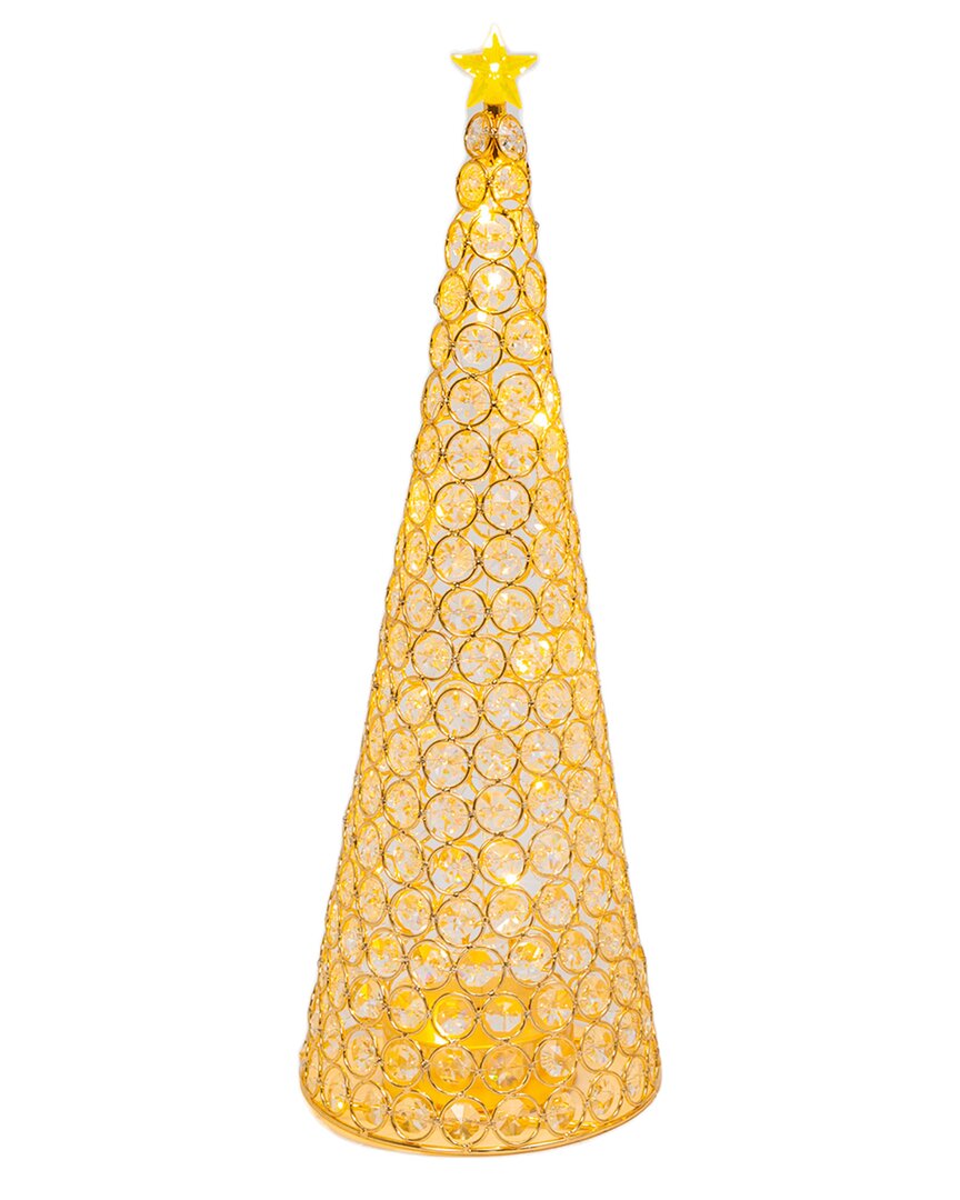 Gerson International Elegant Glam Holiday Gold Lighted Jewel Cone Christmas Tree