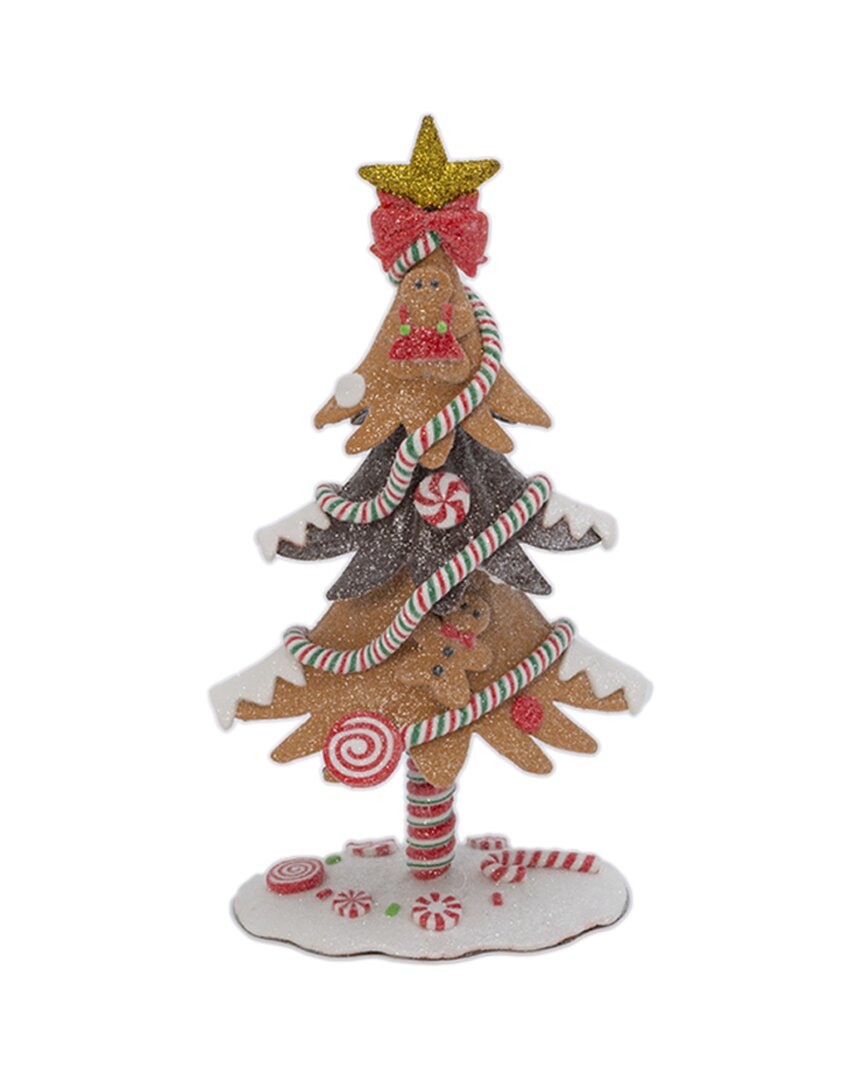 Gerson International 11.5in Gingerbread Christmas Tree Tabletop Figurine