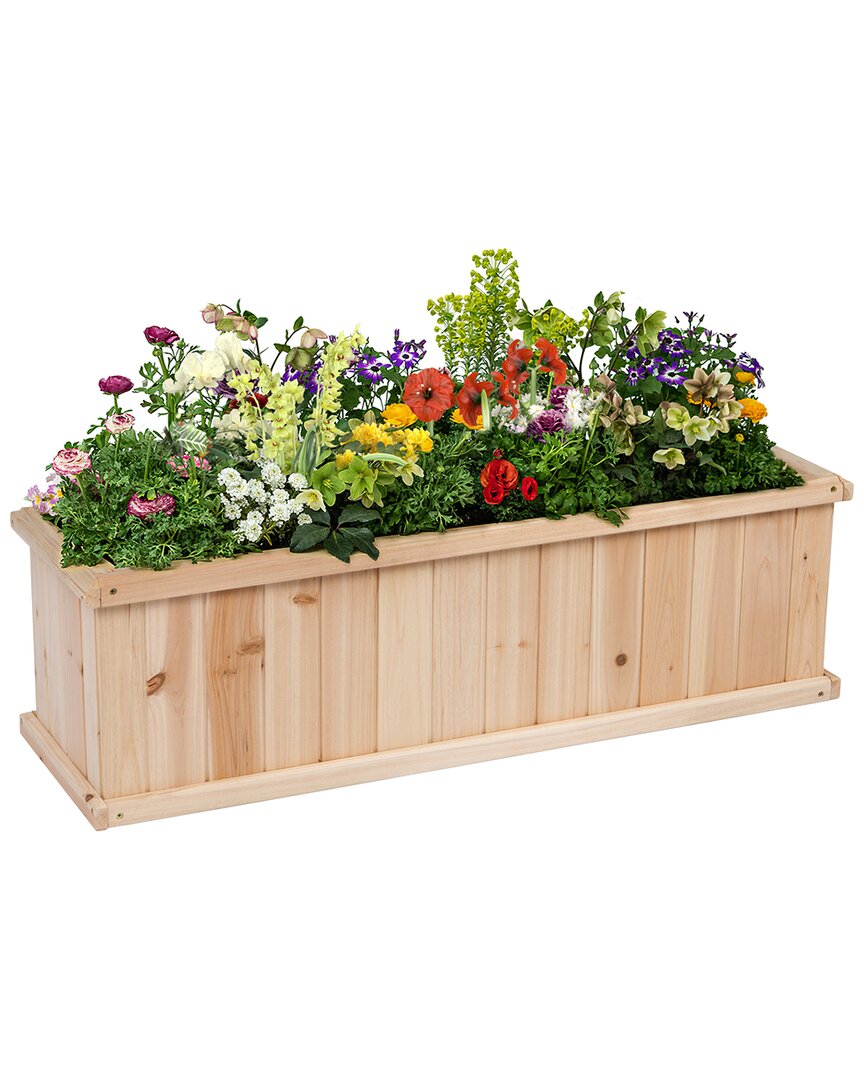 Shine Co. 40in Cedar Raised Garden Bed Planter Box With Liner In Nude
