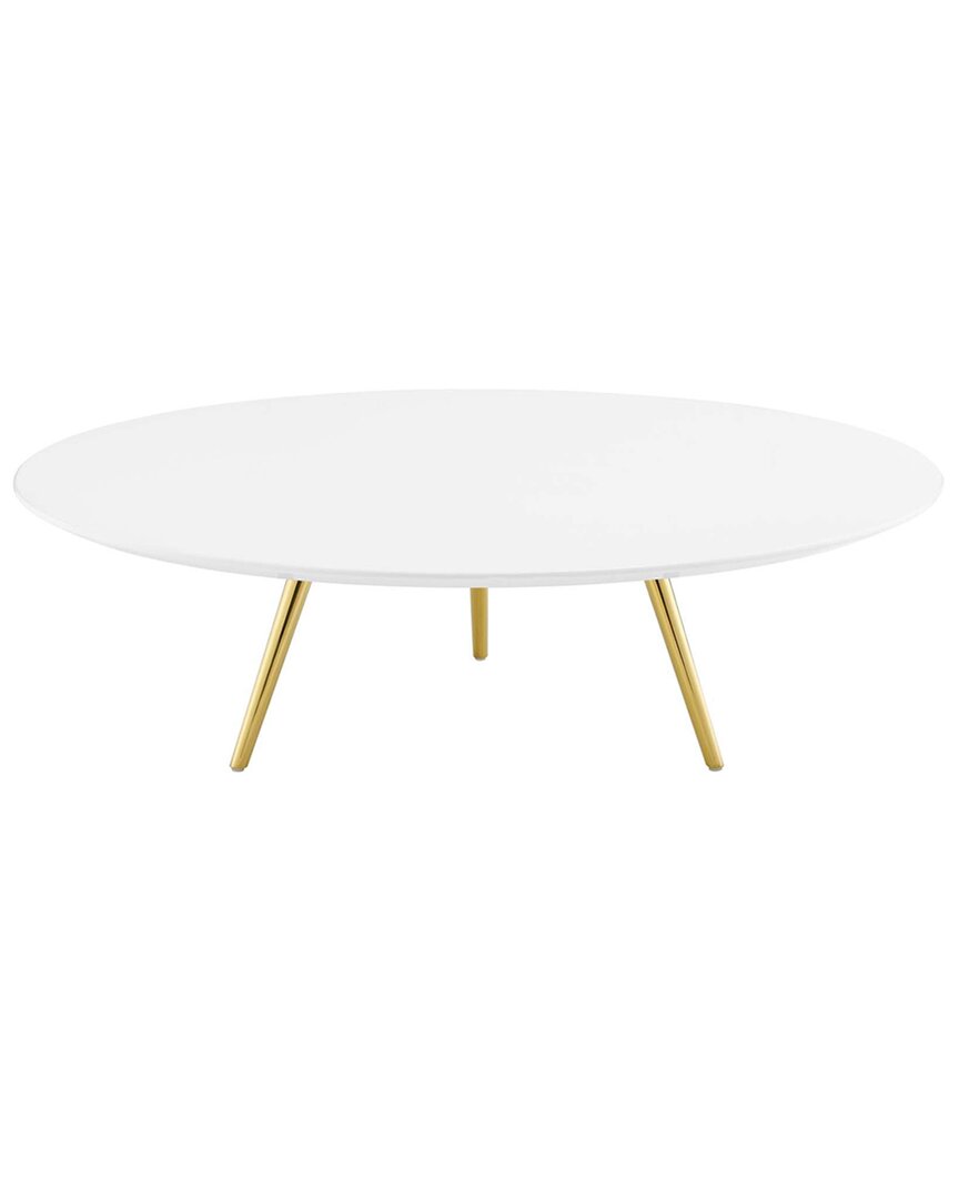 Modway Lippa 47in Round Wood Top Coffee Table With Tripod Base In Gold