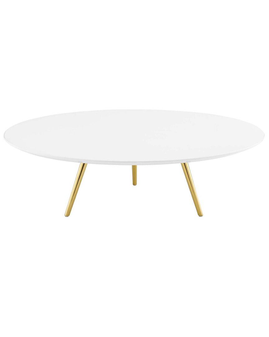Modway Lippa 47in Round Wood Top Coffee Table With Tripod Base In Gold