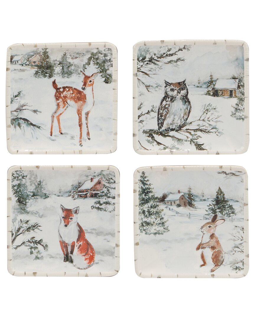 Certified International Winter's Frost Canape Plates, Set Of 4