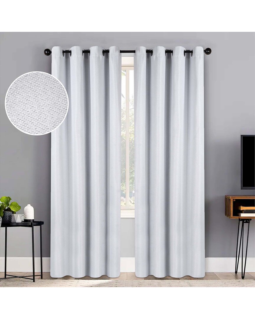 Superior 52x96 Jaxon Textured Blackout 2pc Curtain Panel Set In Silver
