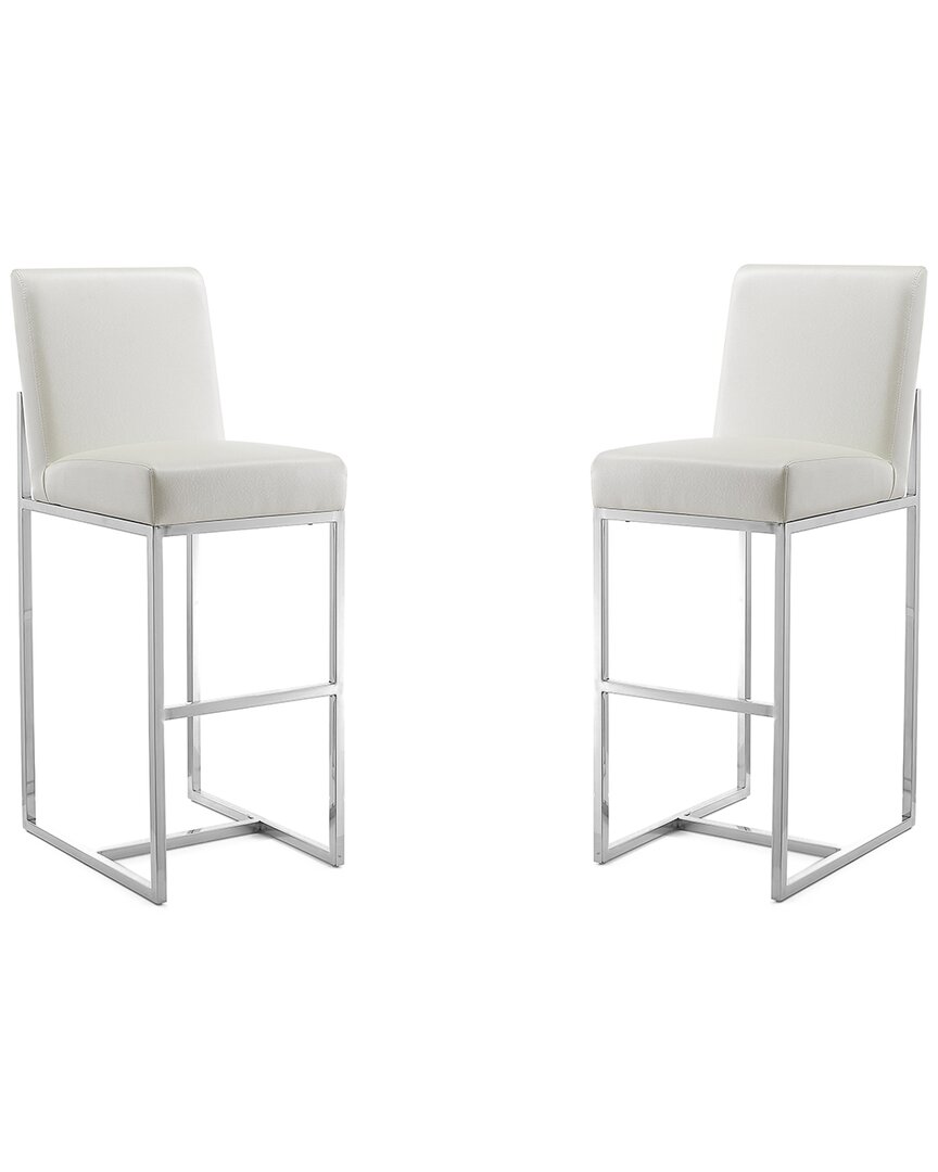 Manhattan Comfort Element 29 Faux Leather Bar Stool In Pearl White