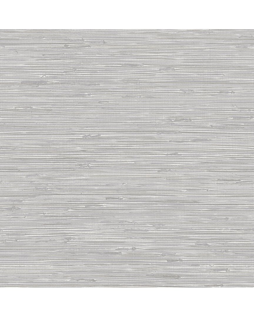 NUWALLPAPER NUWALLPAPER TIBETAN GRASSCLOTH SILVER PEEL & STICK WALLPAPER