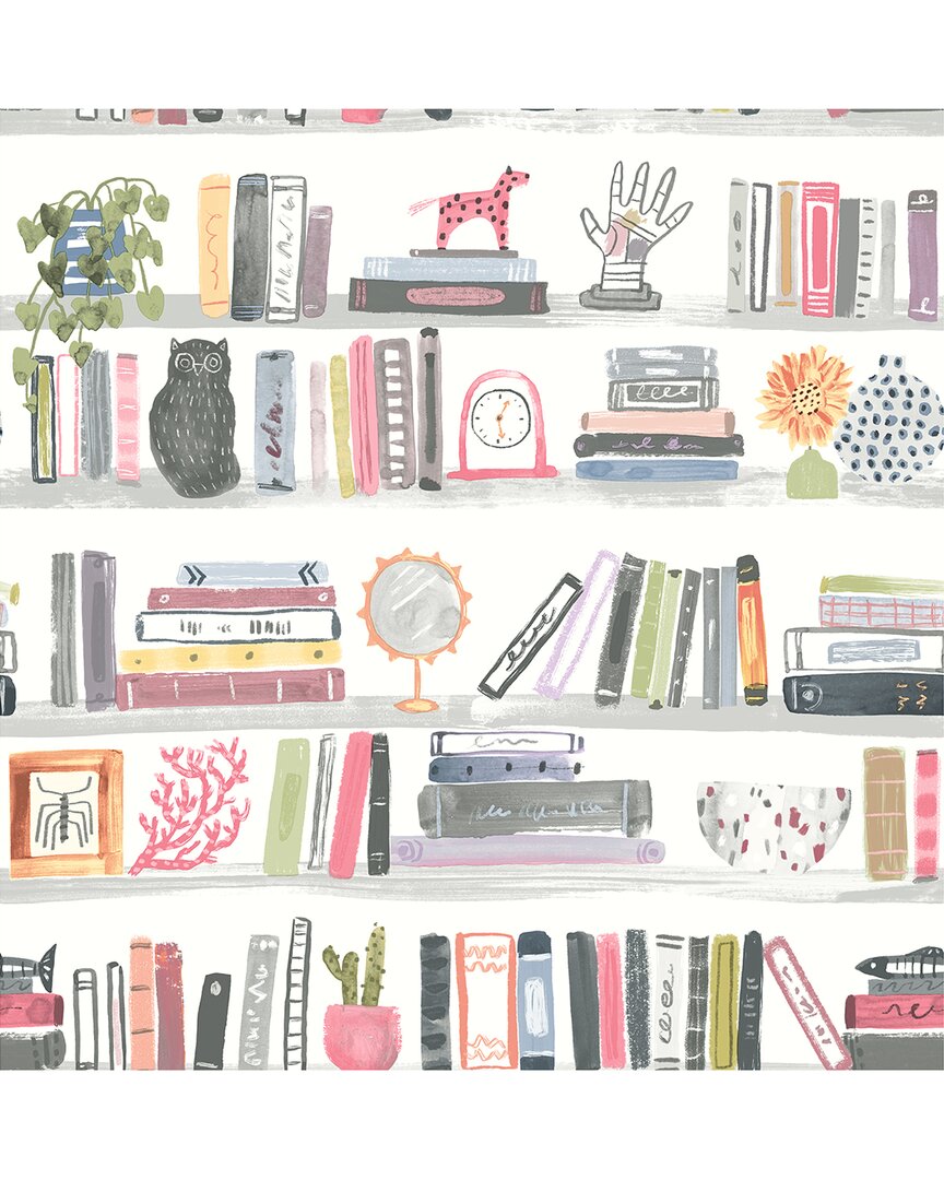 NUWALLPAPER NUWALLPAPER PINK SHELF STORIES PEEL & STICK WALLPAPER