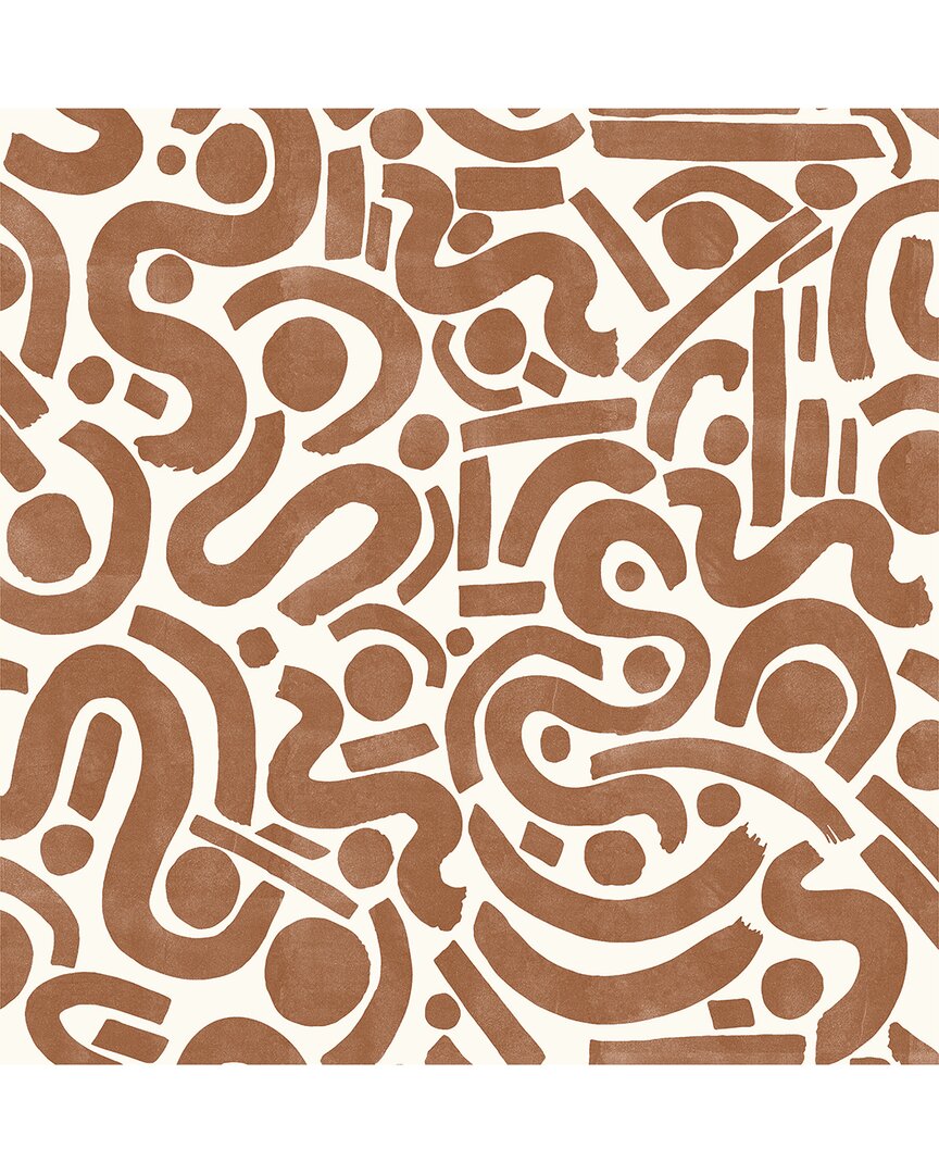Nuwallpaper Terracotta Edie Geometric Peel & Stick Wallpaper In Orange