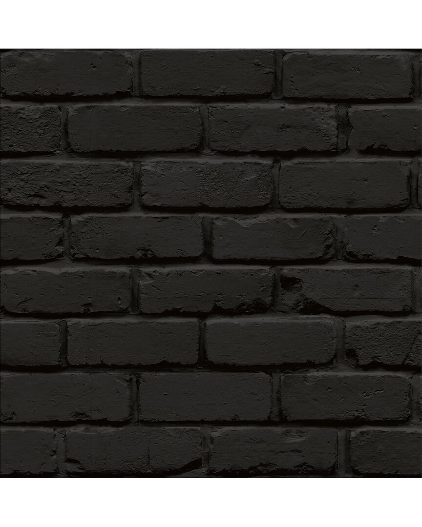 NUWALLPAPER NUWALLPAPER BLACK AMSTERDAM BRICK PEEL & STICK WALLPAPER