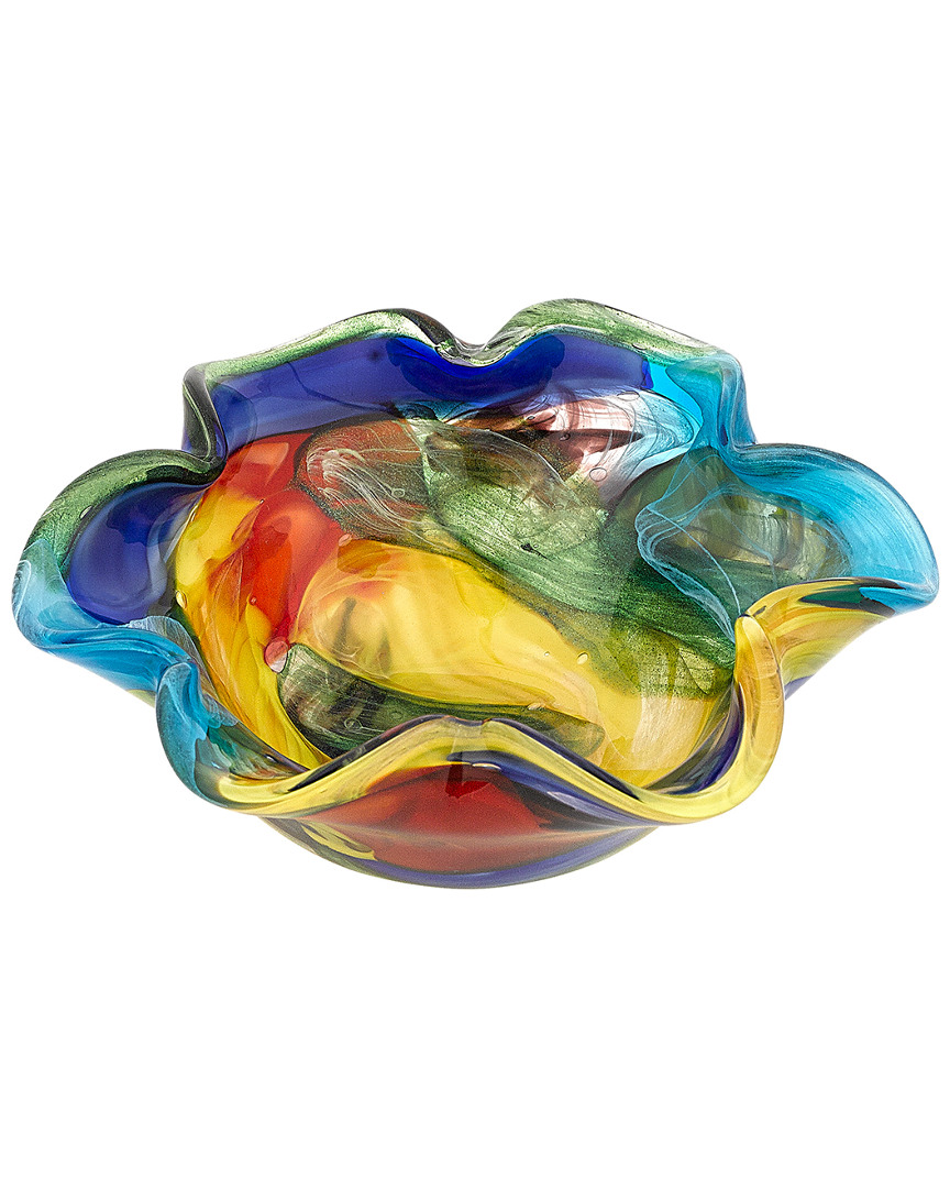 Badash Crystal Stormy Rainbow Murano Style Art Glass Bowl