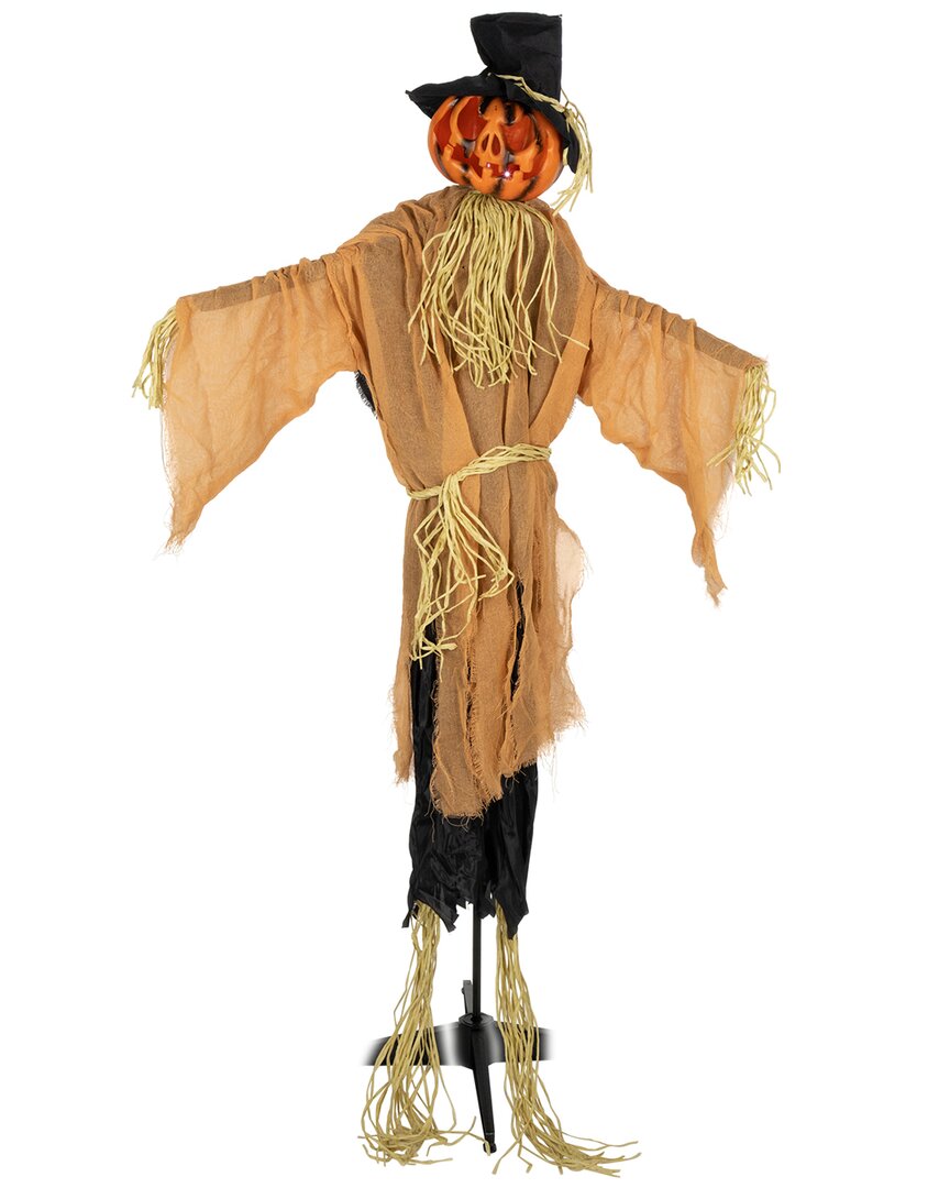 Northlight 6ft Animated Jack O'lantern Scarecrow Halloween Decoration In Orange