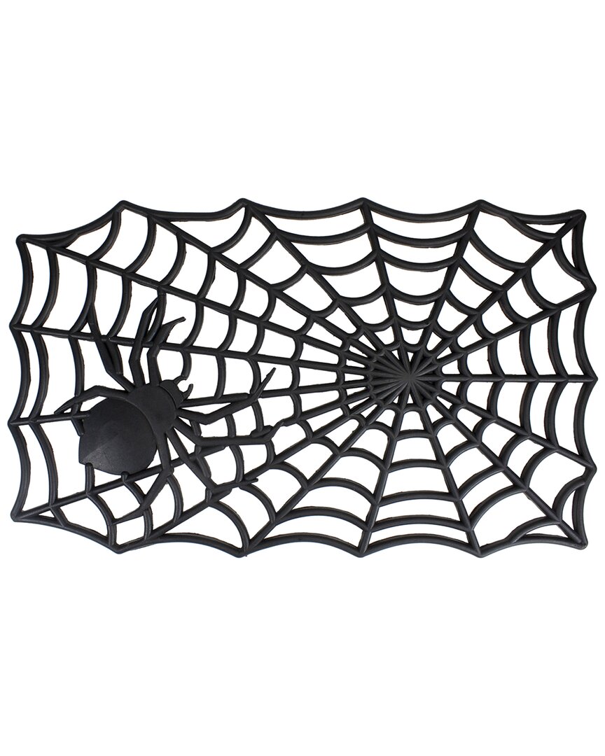Northlight Spider Web Rectangular Halloween Doormat, 18" X 30" In Black