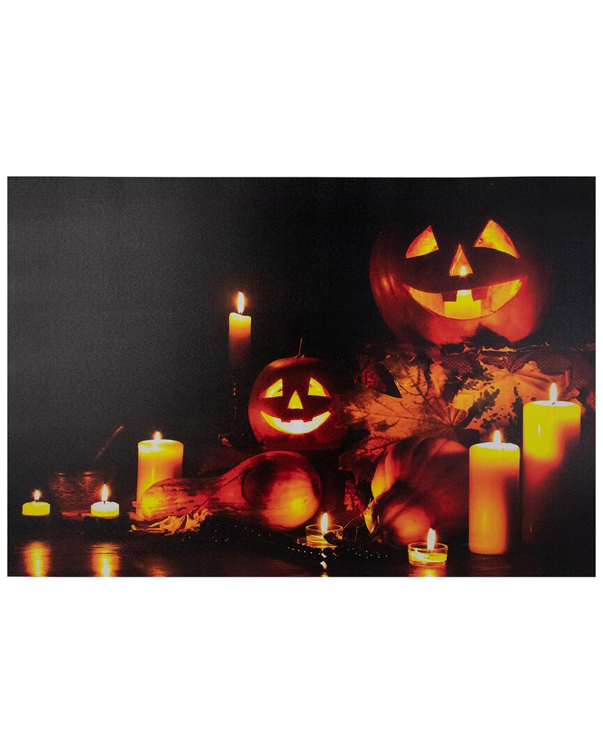 Northlight Led Lighted Jack-o-lanterns & Leaves Halloween Wall Decor In Yellow