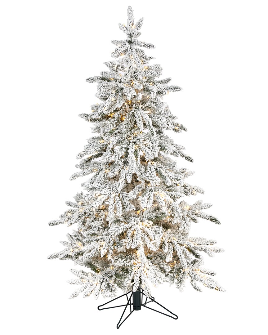 Nearly Natural 5ft. Flocked Grand Northern Rocky Fir Artificial Christmas Tree In White
