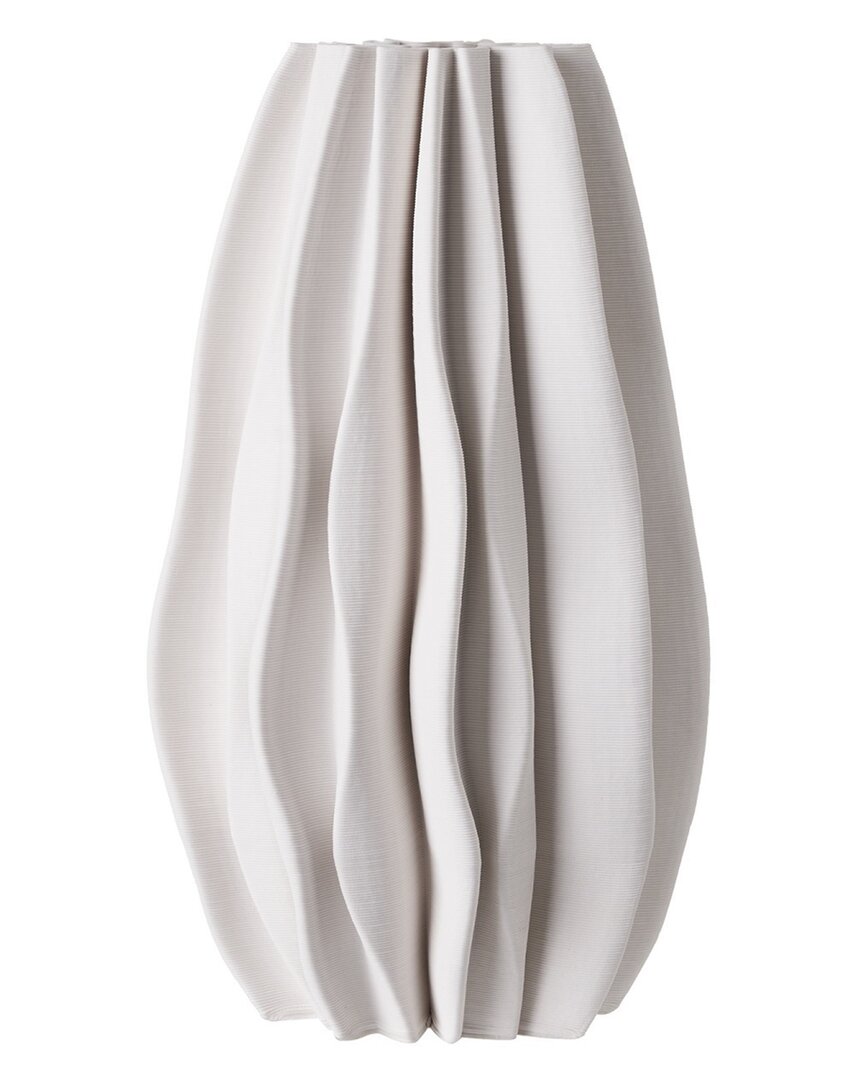 Bidkhome Ceramic 3d Printed Vase In White