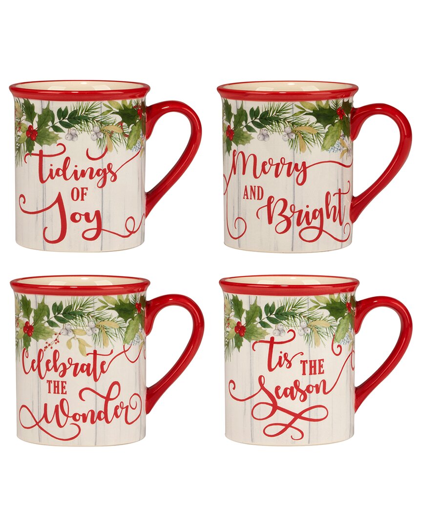 Certified International Winter Greens Set Of 4 Mugs