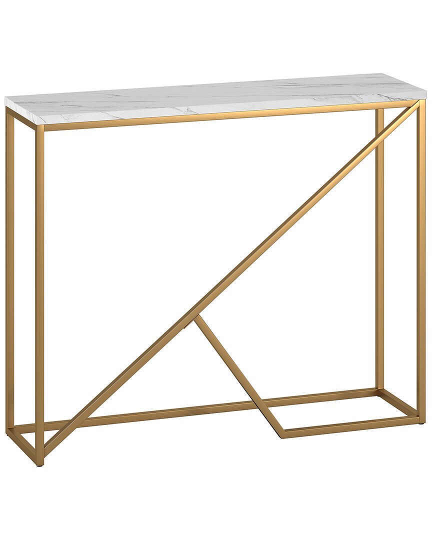 Abraham + Ivy Stella 36 Wide Console Table With Faux Marble Top In Gold