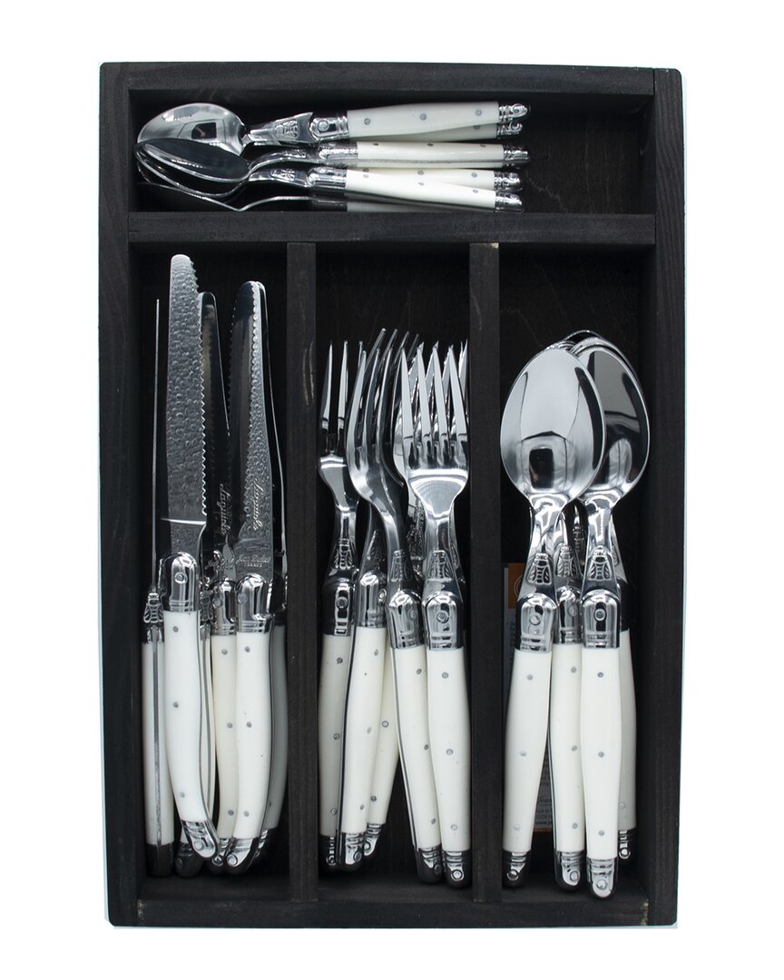 Jean Dubost Dnu Own  24pc Flatware Set In Black Tray