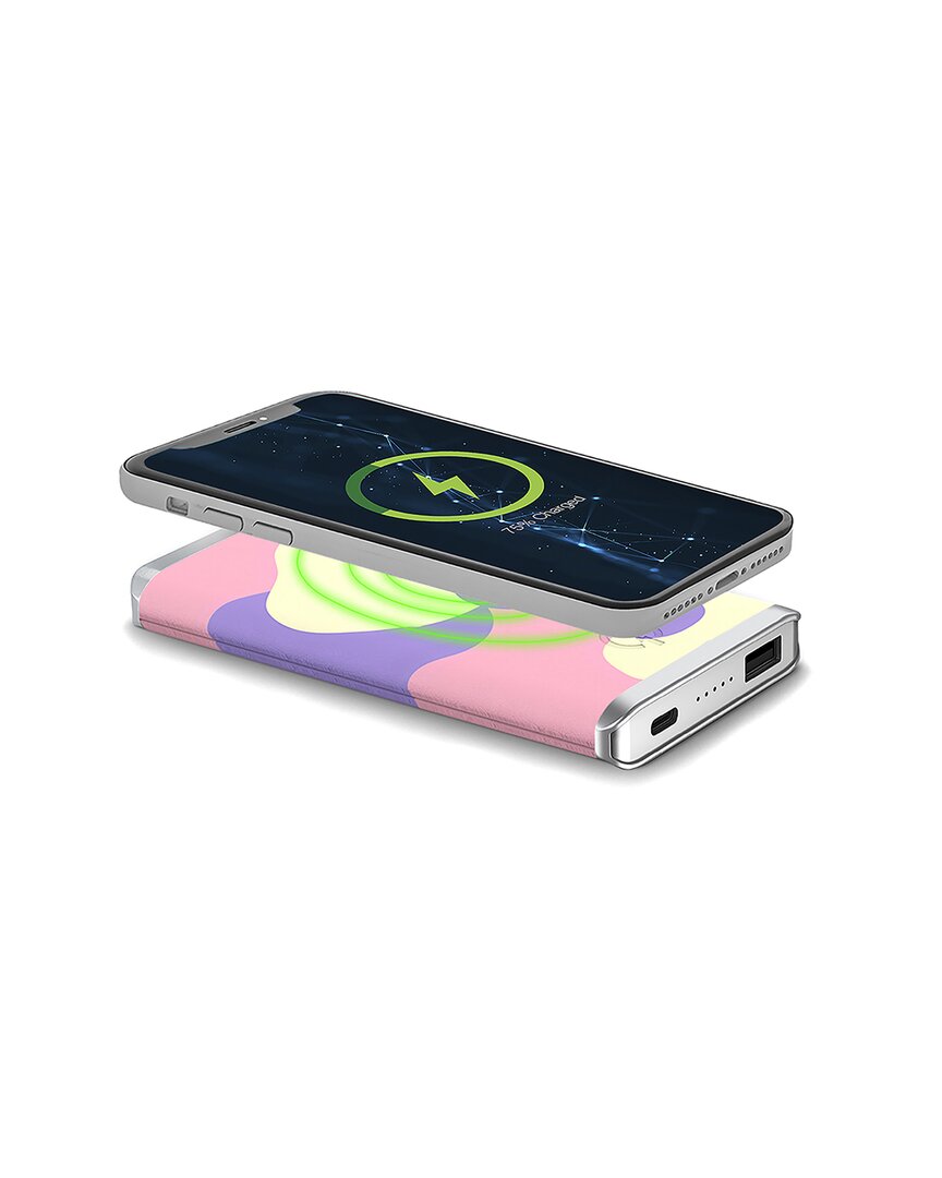 Phunkee Tree Leather Wireless Charging Power Bank In Pink
