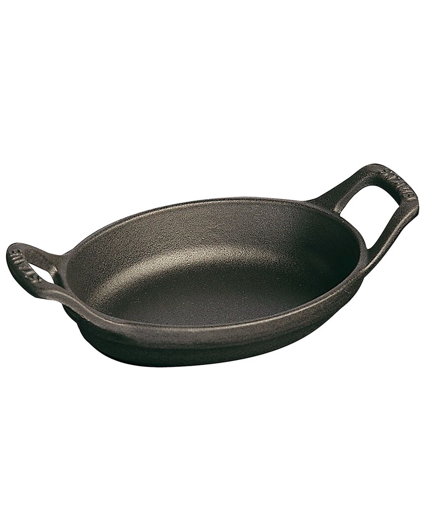 Staub Cast Iron 5.5in X 3.8in Mini Oval Gratin Baking Dish In Black