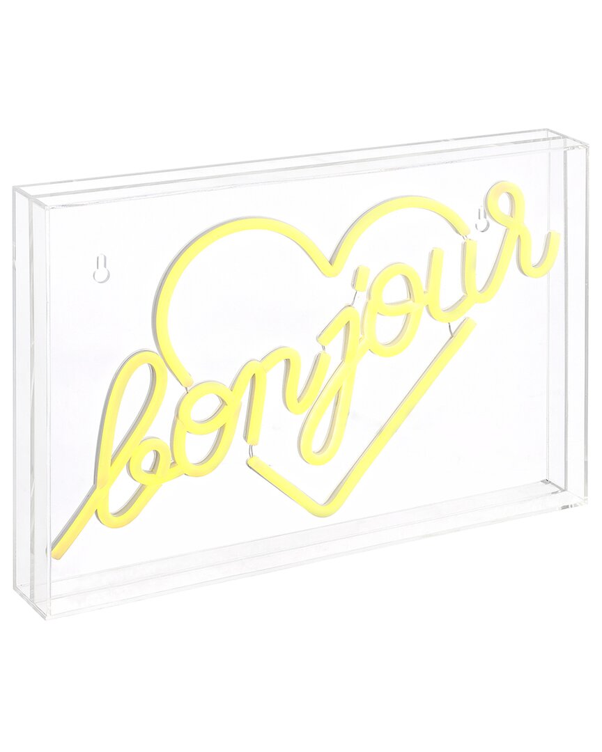 Jonathan Y Bonjour Heart Contemporary Glam Acrylic Neon Lighting