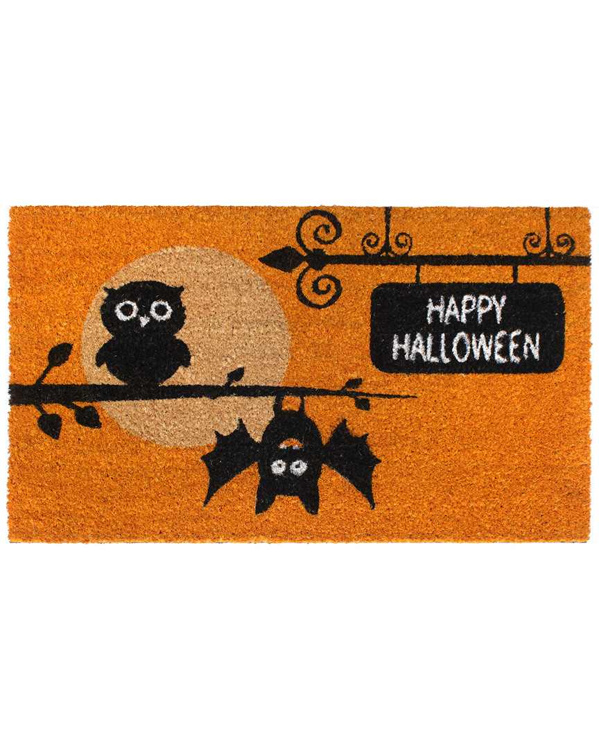 Master Weave Happy Halloween Owls Doormat In Orange