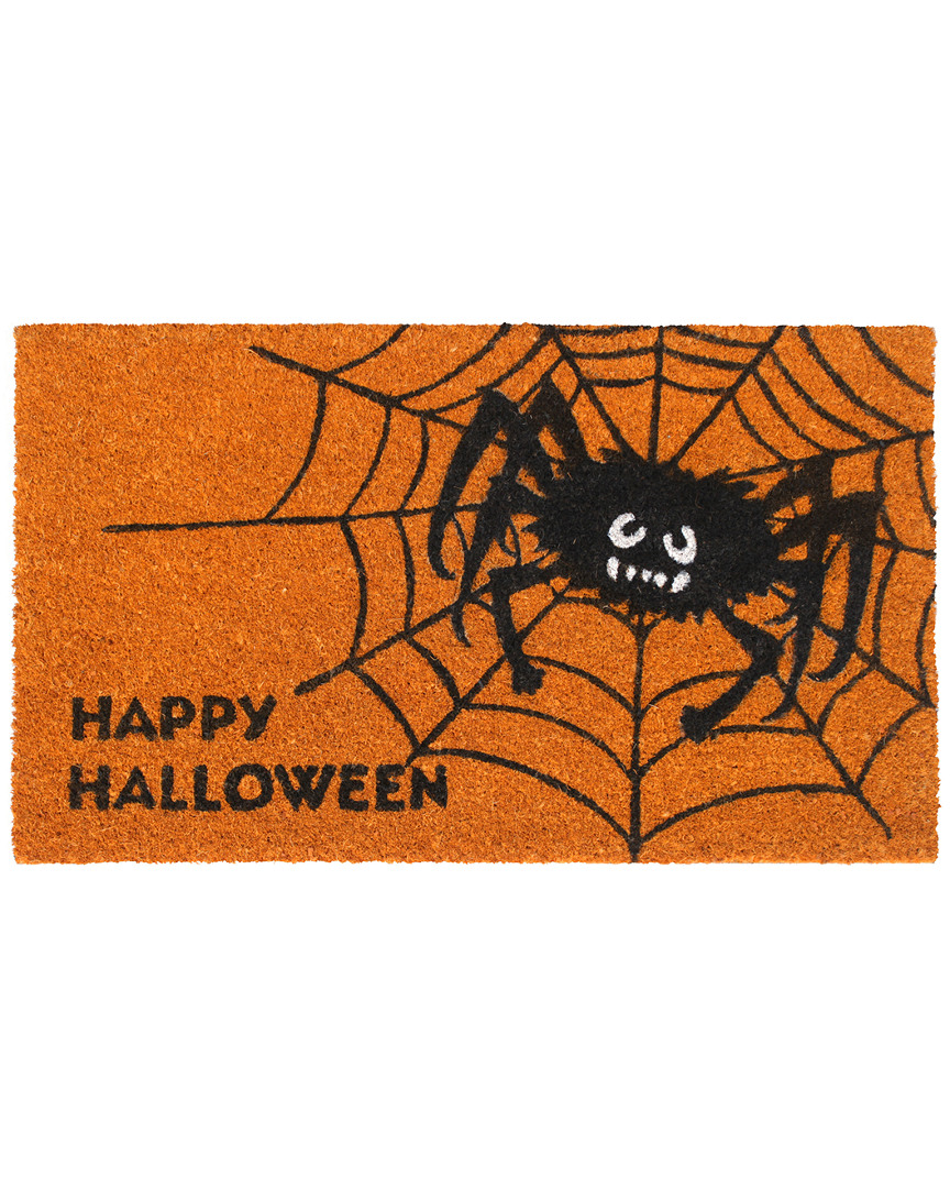Master Weave Happy Halloween Spider Web Doormat In Orange