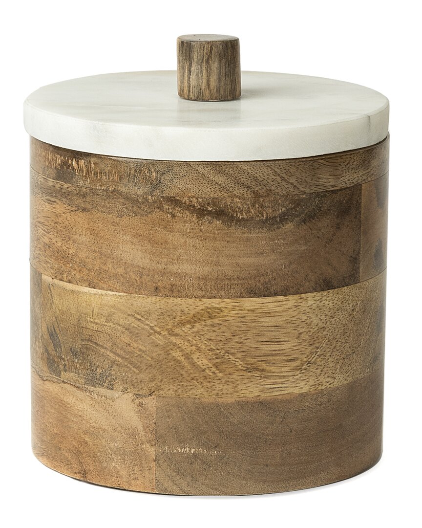 Mercana Sandook Small Round Wooden Storage Jar